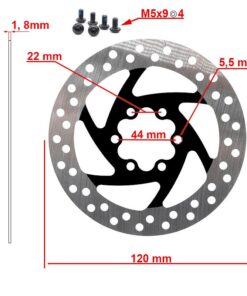 Brzdový kotouč 120mm 6H černý - 20 kusů