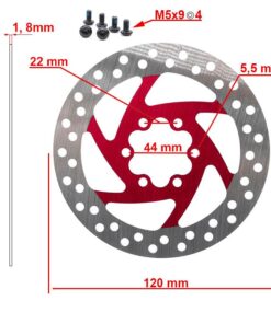 Brzdový kotouč 120mm 6H červený