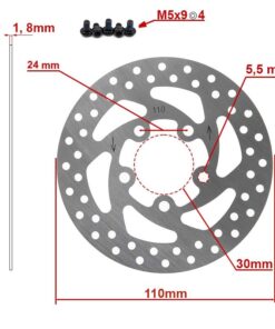 Brzdový kotouč DV5-2 110mm 5H stříbrný pro nový model Xiaomi Essential a 1S