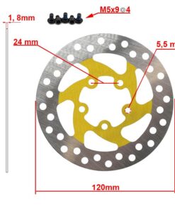 Brzdový kotouč 120mm 5H žlutý - 20 kusů