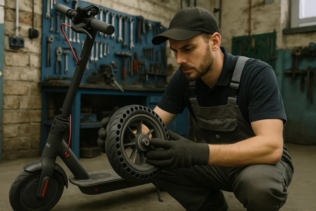 Přezutí pneumatik na bezdušové pneumatiky,Údržba elektrokoloběžek,