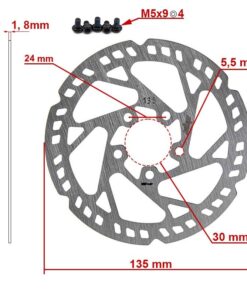 Alternative view of Brake disc 135 mm 5h silver