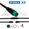 Voděodolný konektor 8 mm 5 PIN - 5m