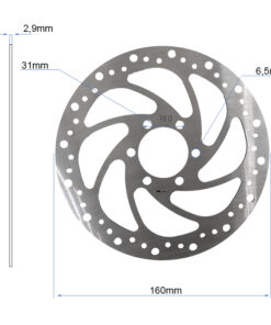 Brzdový kotouč R6 160 mm, 6 šroubů, stříbrný – střed 48 mm, tloušťka 2,9 mm