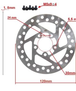 Brzdový kotouč 120 mm 5h stříbrný pro XIAOMI M365, Essential, 1S, PRO/2